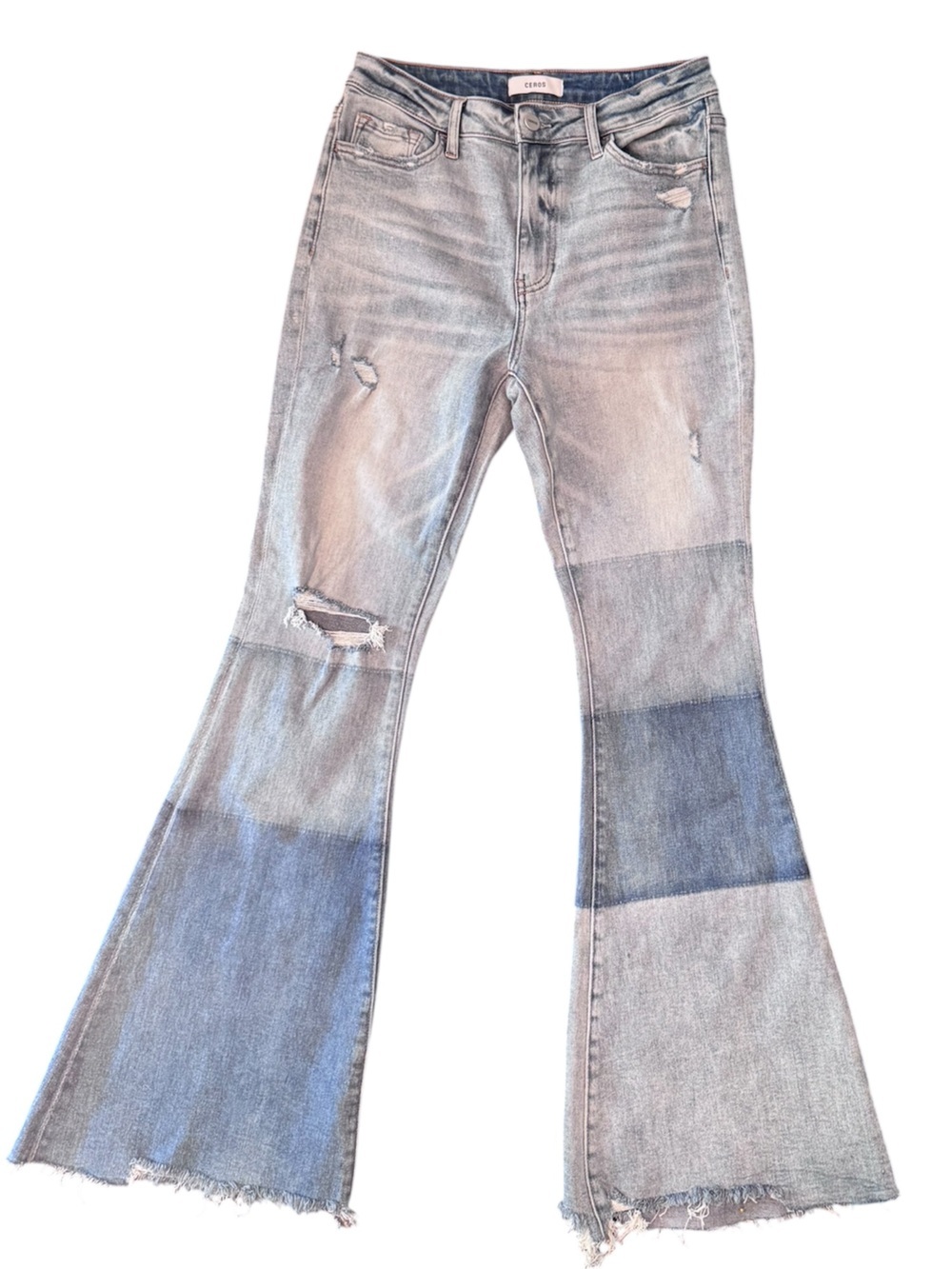 Ceros Phoenix High Rise Color Block Super  Flared Jeans
